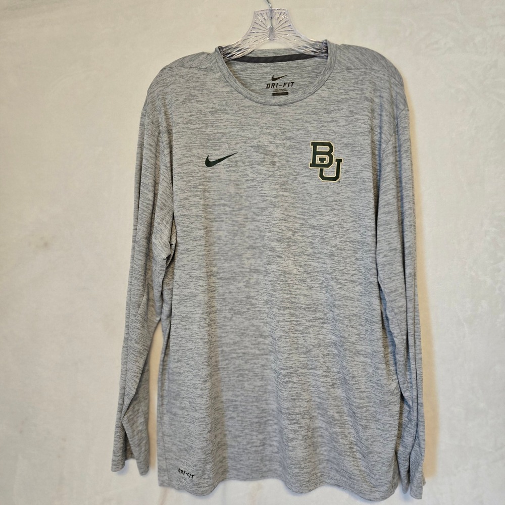 Nike Dri Fit Baylor Bears Long Sleeve Athletic Shirt Mens XL Gray